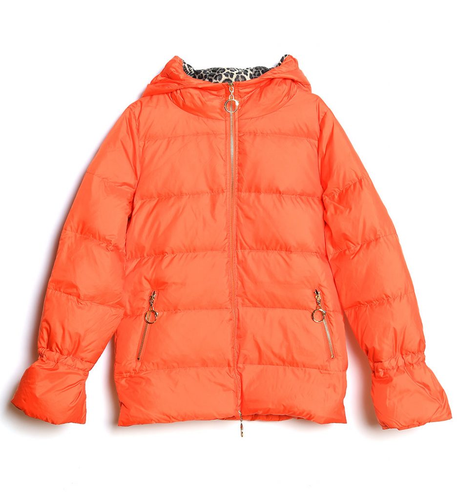 Jacheta de culoare portocalie cu gluga