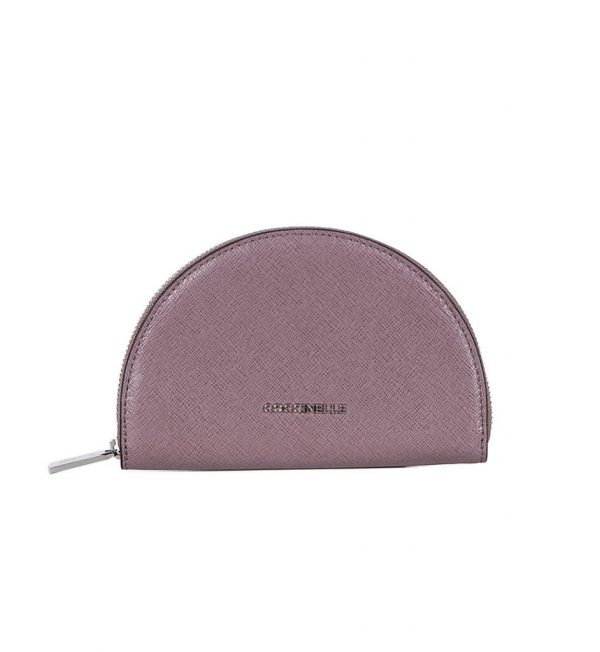 Portofel din piele roz nude inchis saffiano