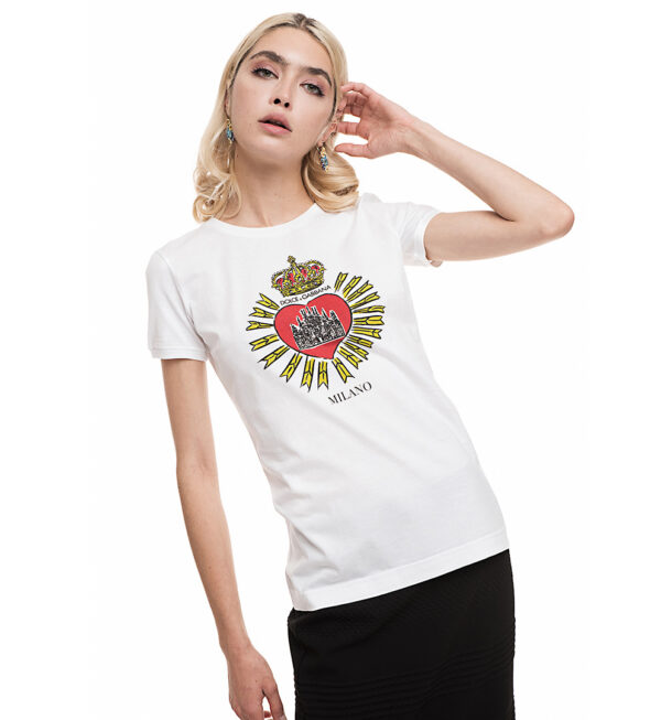 Tricou din bumbac alb D&G