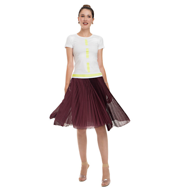 Tricou broderie galben neon